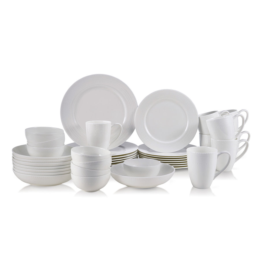 Mikasa Annabel 40-Piece Lightweight Chip-Resistant Bone China Dinnerware Set, Service for 8
